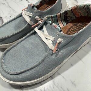 Hey Dude Women's Light Blue Flats